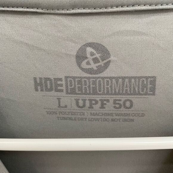 HDE Athletic Performance Shirt Long Sleeve Gray Rainbow Trout Men’s Size L - Picture 3 of 5